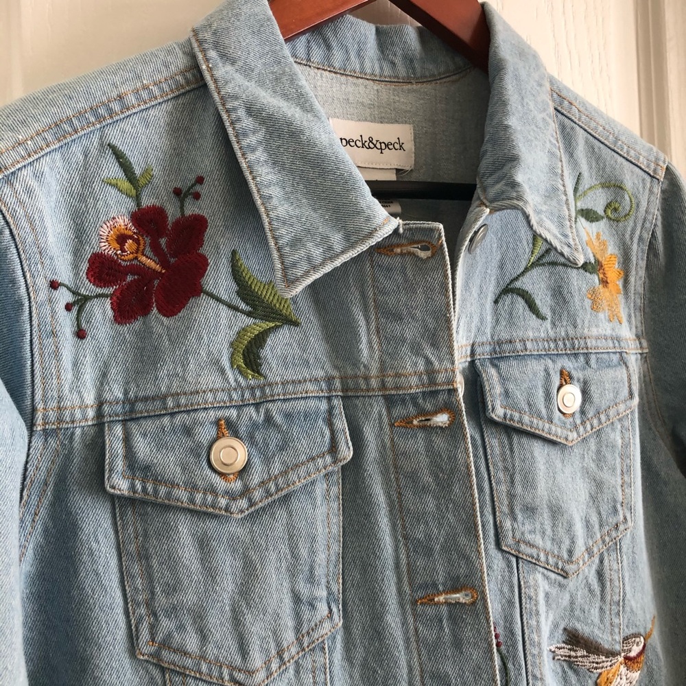 Embroidered Denim Jacket Size L
